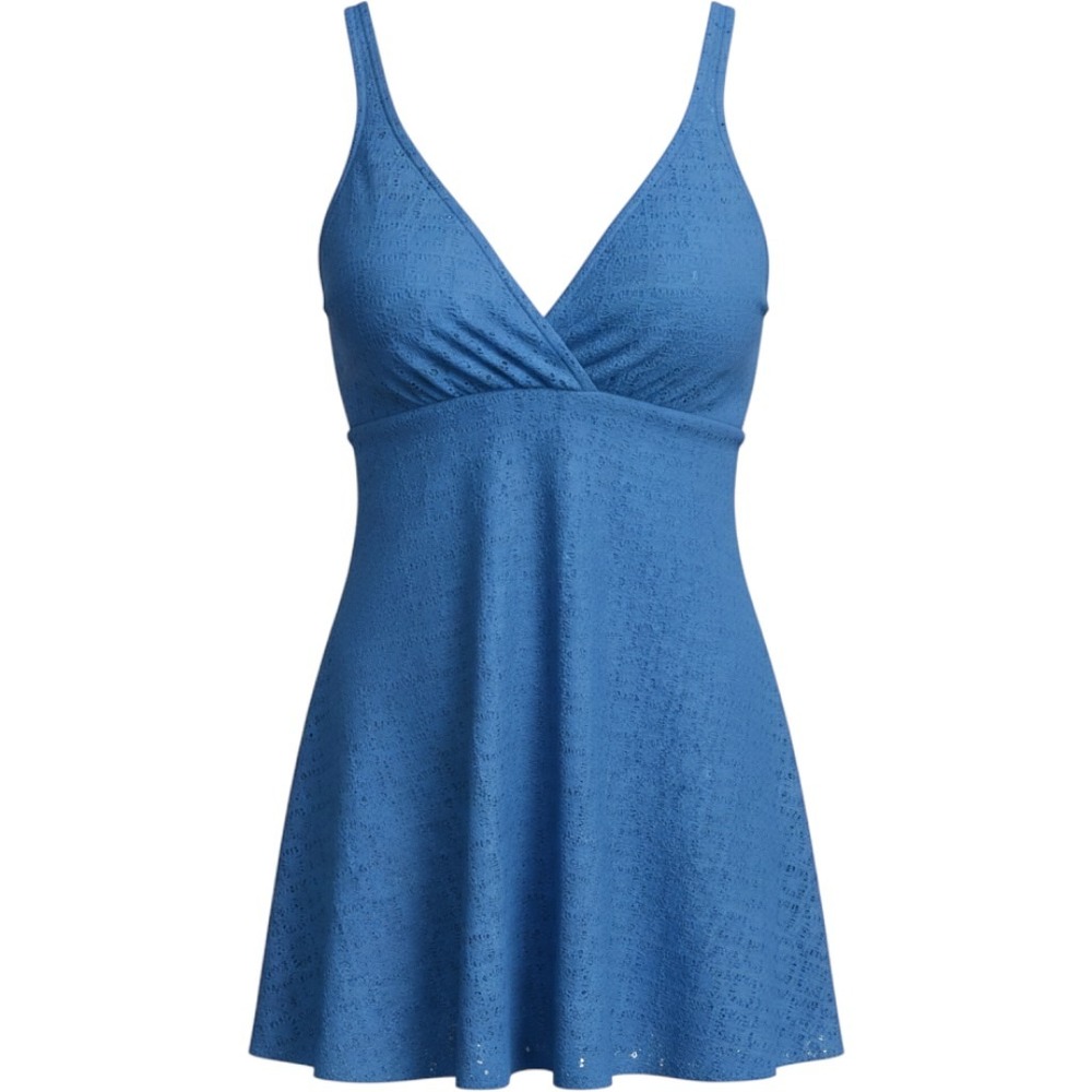 Alisha Levine Blue Crochet Lace Swimdress One Piece Swimsuit Size 10 2501-19B